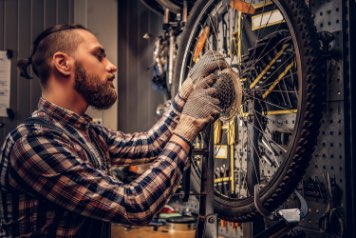 Person servicing bike in Dublin